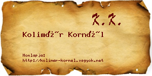 Kolimár Kornél névjegykártya